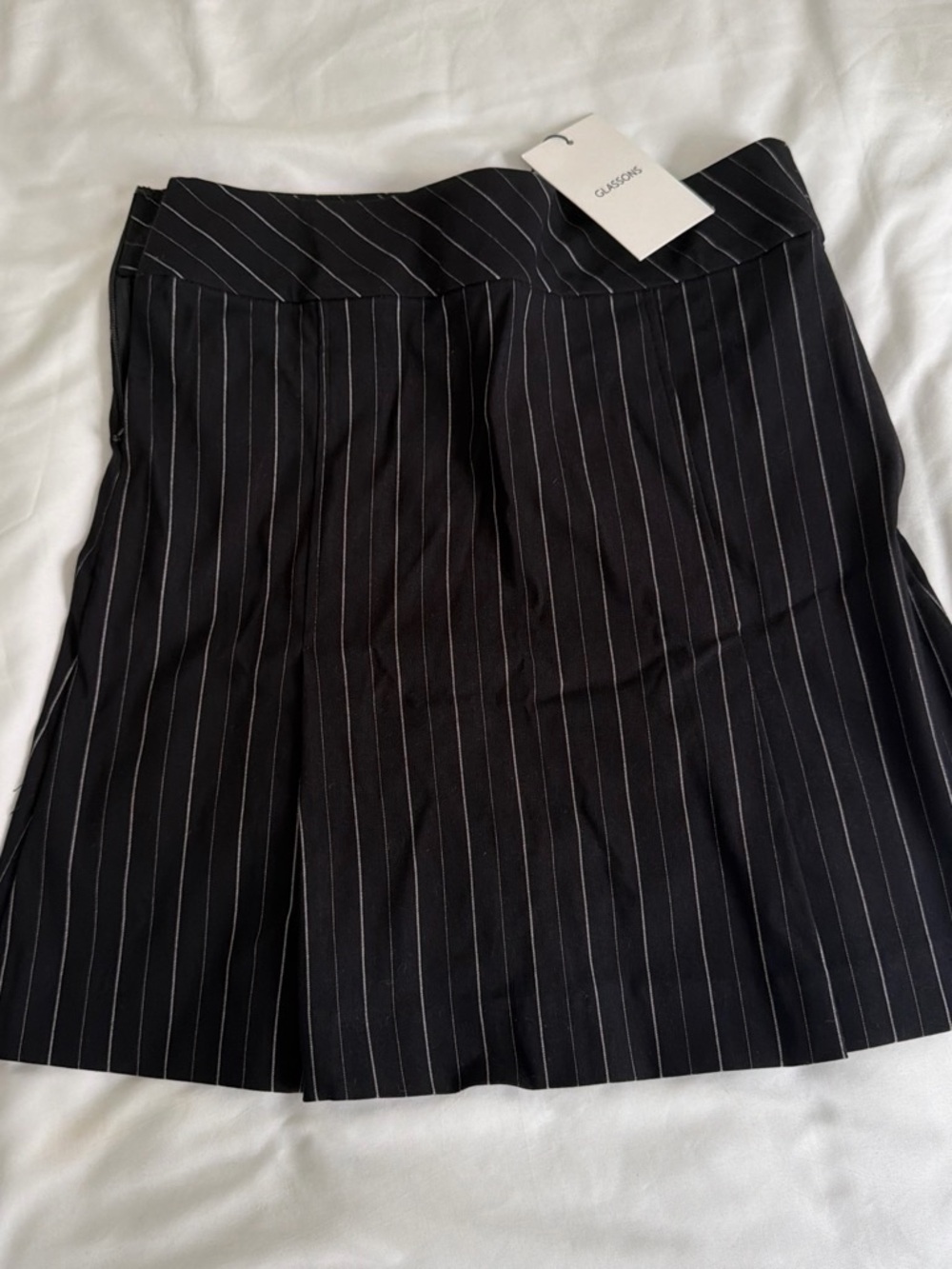 NWT Glassons Black Pinstripe A-Line Skirt